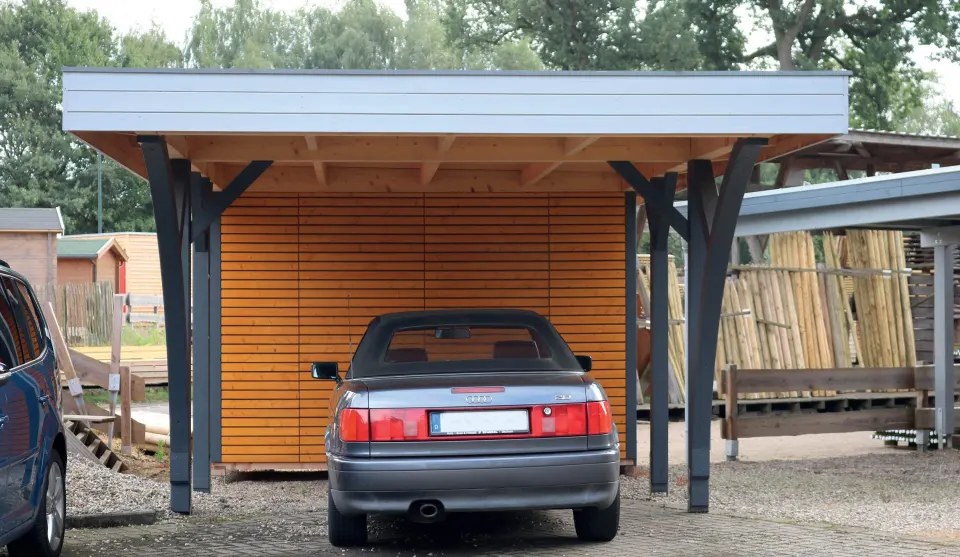 Wiata drewniana BHB, model Carport Caro 6835 F + 1835 An