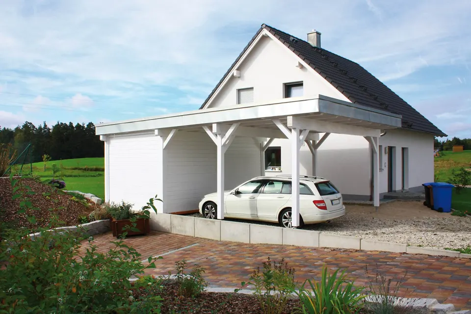 Wiata drewniana BHB, model Carport Cicero 5750 F + 3027 An, ujęcie 1 z 2