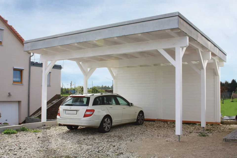 Wiata drewniana BHB, model Carport Cicero 5750 F + 3027 An, ujęcie 2 z 2